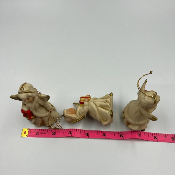 Vintage Lot 3 Christmas Tree Angels Ornaments Ceramic Kitsch - Picture 11 of 11